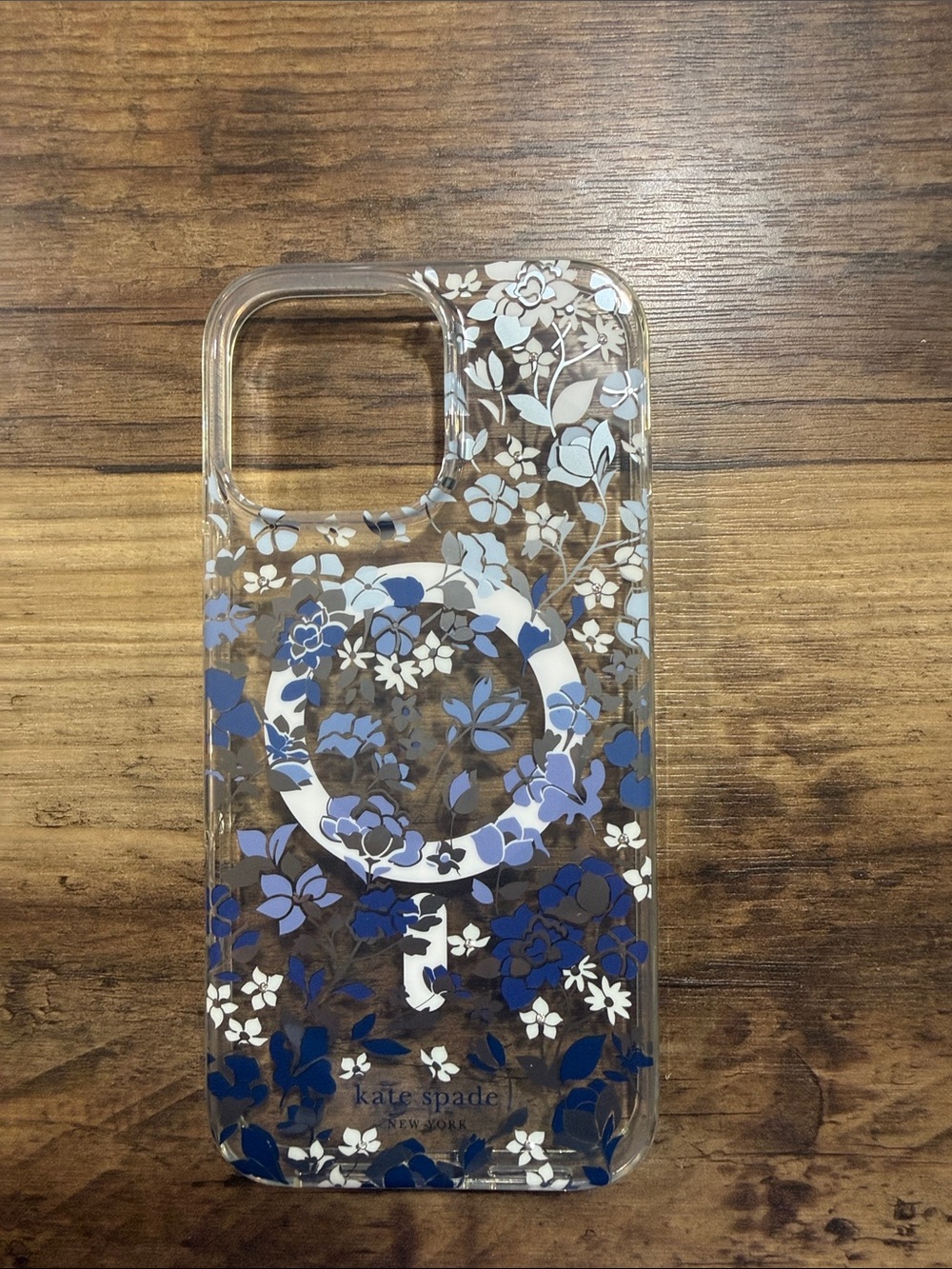 kate spade Clear Floral iPhone 16 pro max Case with Blue and White Flowers